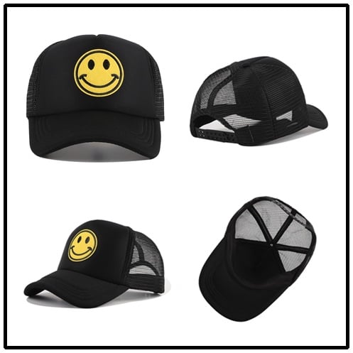 Cappello Trucker Smile Face Con Faccina Sorridente – Snapback Regolabile Unisex Con Rete Traspirante