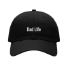 black classic dad hat with white Dad Life embroidery