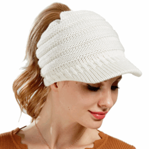 Cozy Knit Ponytail Hat for Women