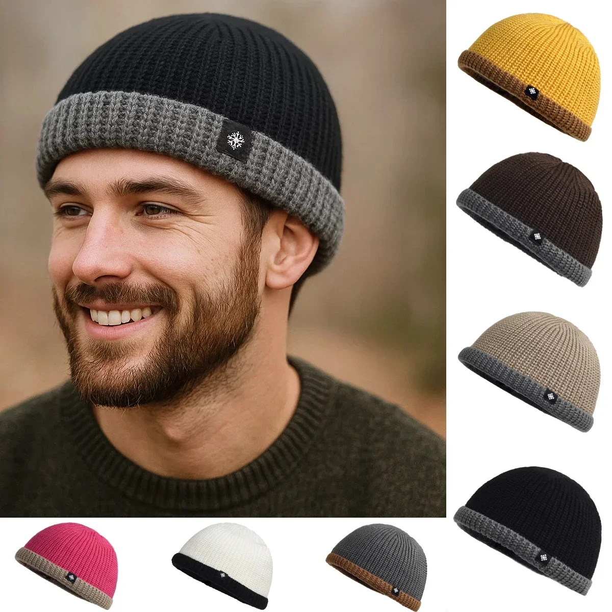 Winter Warm Knit BeanieSoft Knitted Beanie Hat Winter Skullies Cap Windproof Thick Warm Hat with